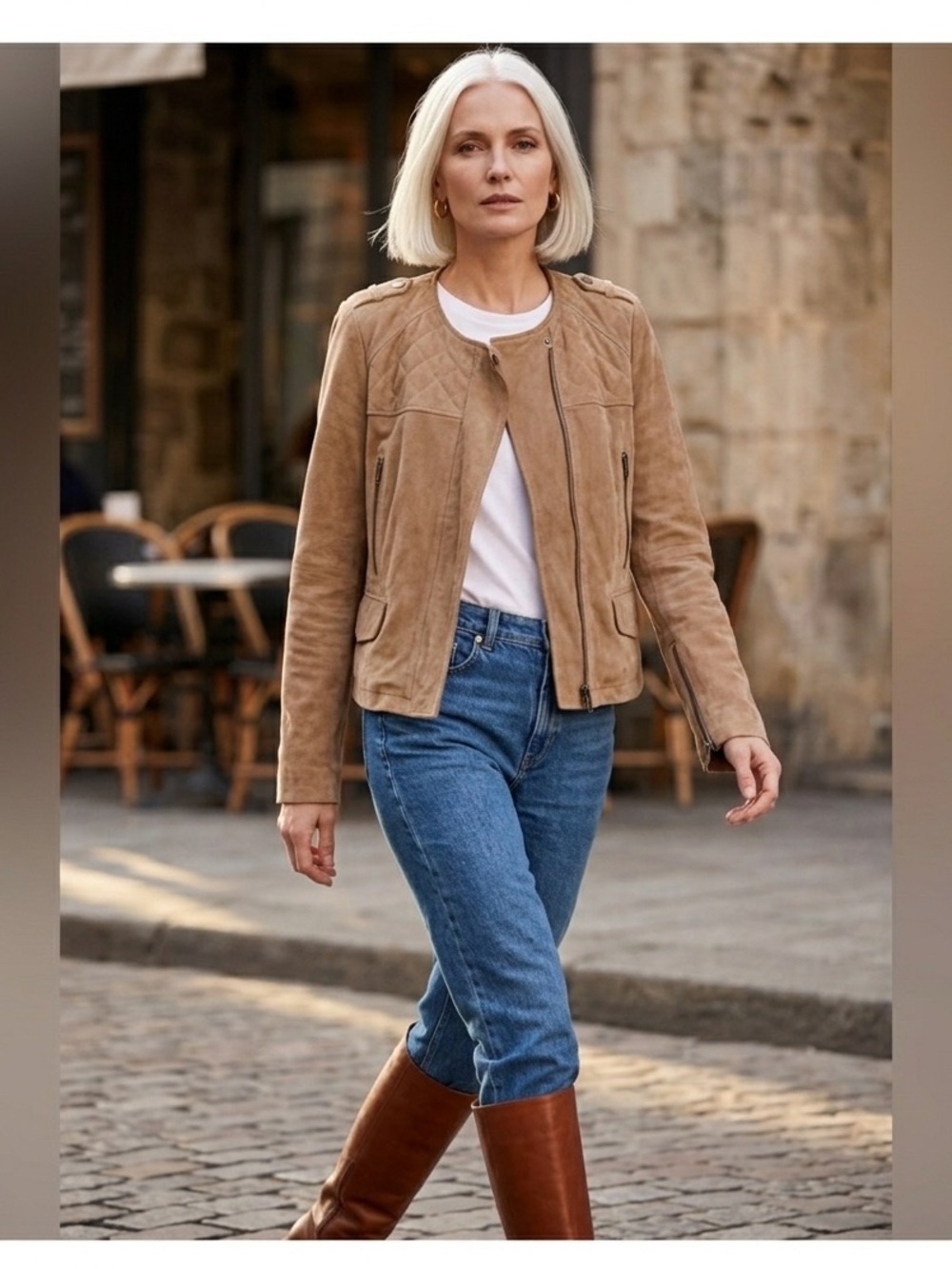 Comptoir Des Cotonniers Brown Suede Utility Jacket
